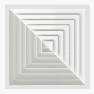 Anemostat 4 directii 595x595/450 MM pentru tavan casetat, Aluminiu vopsit in camp electrostatic, Alb