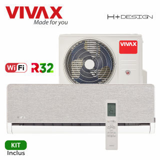 Aer Conditionat VIVAX H+Design ACP-09CH25AEHI+ Silver Wi-Fi Kit de instalare inclus R32 Inverter 9000 BTU/h