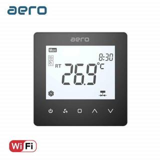 Termostat AERO TP518FC4W(2/4)Black, pentru Ventiloconvector, WiFi, 2/4 tevi, Tuya, Smart Life, Alexa, Google, Negru
