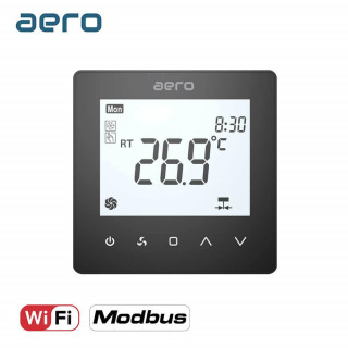 Termostat AERO TP518FC4WN(2/4)Black, pentru Ventiloconvector, WiFi, Modbus, 2/4 tevi, Tuya, Smart Life, Alexa, Google, Negru