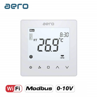 Termostat AERO TP518FC4WN-FV(2/4)White, pentru Ventiloconvector, WiFi, Modbus, Ventilator EC 0-10V, 2/4 tevi, Tuya, Smart, Alb