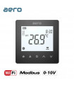 Termostat AERO TP518FC4WN-FV(2/4)Black, pentru Ventiloconvector, WiFi, Modbus, Ventilator EC 0-10V, 2/4 tevi, Tuya, Smart, Negru