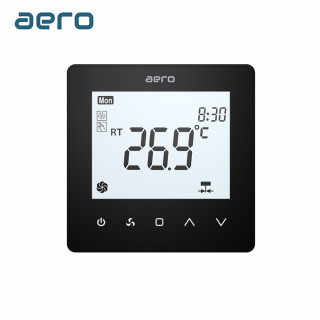Termostat AERO TP518FC4 Black, pentru Ventiloconvector, 2/4 tevi, Programabil, Tuya, Smart Life, Alexa, Google, Negru