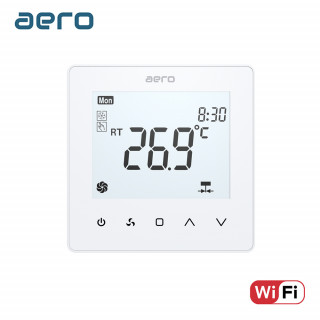 Termostat AERO TP518FC4W White, pentru Ventiloconvector, 2/4 tevi, WiFi, Tuya, Smart Life, Alexa, Google, Alb