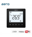 Termostat AERO TP518FC4WN-FV Black, pentru Ventiloconvector, Aeroterma, 2/4 tevi, WiFi, Modbus, Ventilator EC 0-10V, Tuya, Smart