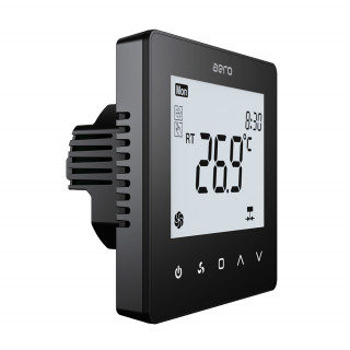 Termostat AERO TP518FC4WN-FV Black, pentru Ventiloconvector, Aeroterma, 2/4 tevi, WiFi, Modbus, Ventilator EC 0-10V, Tuya, Smart