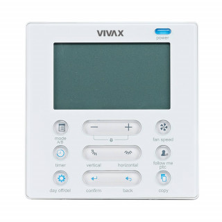 Telecomanda Vivax KJR-120C, de perete, wired (cu fir), 4 fire, compatibilitate Caseta, Duct, Convertibil, display LCD