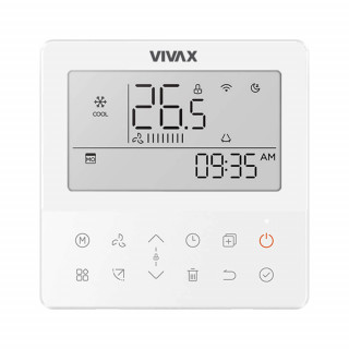 Telecomanda Vivax KJR-120N(X4W), WiFi, de perete, wired (cu fir), 4 fire, compatibilitate Caseta, Duct, Convertibil, display LCD