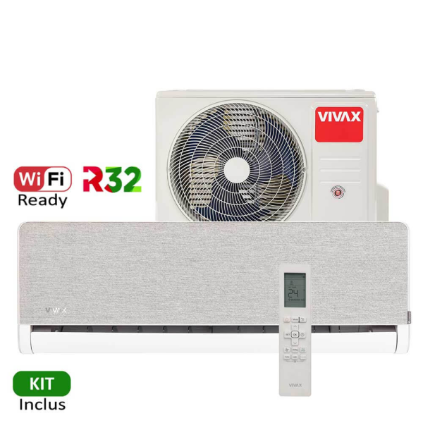 Aer conditionat Vivax H+Design 12000 BTU - Kit inclus, Silver