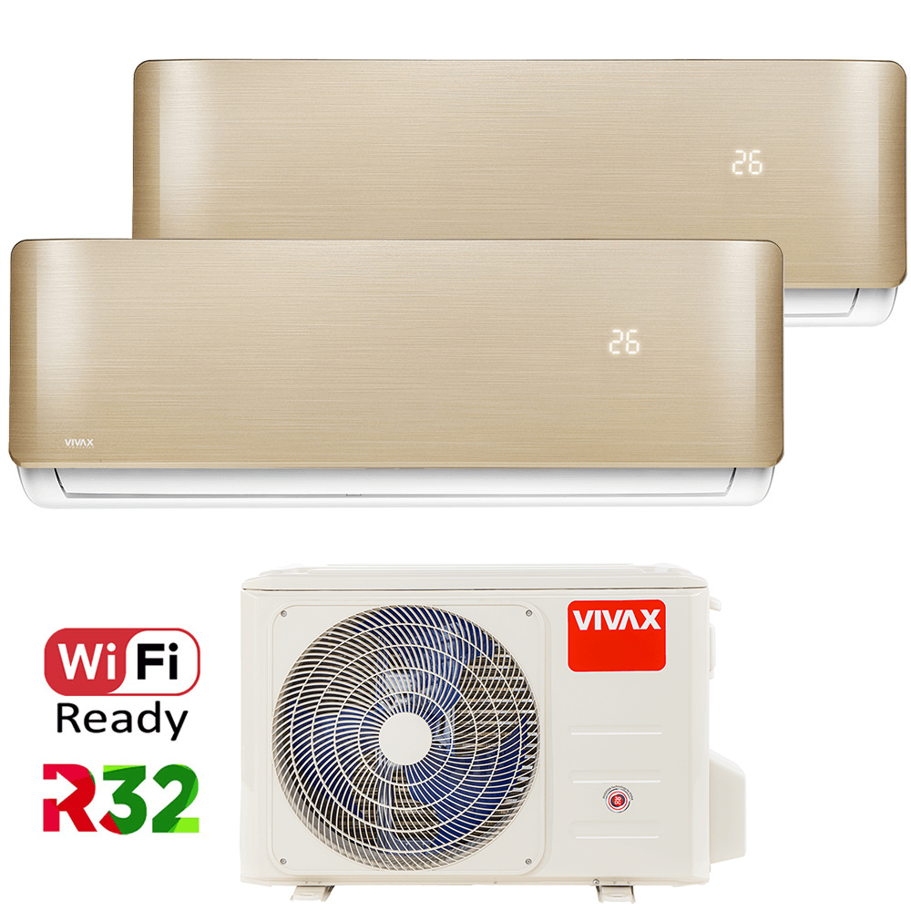 Aer conditionat multisplit Vivax 18000 BTU, 2 unitati R-design, 9+9 BTU, Gold