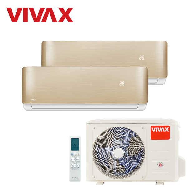 Aer conditionat multisplit Vivax 18000 BTU, 2 unitati R-design, 12+12 BTU, Gold
