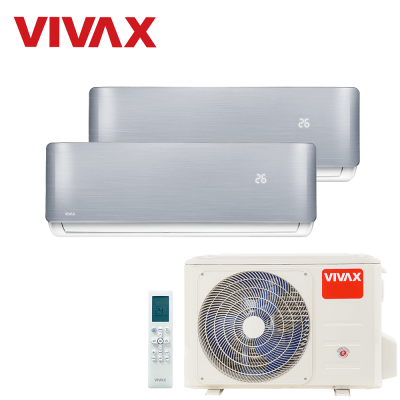 Aer conditionat multisplit Vivax 18000 BTU, 2 unitati R-design, 12+12 BTU, Silver