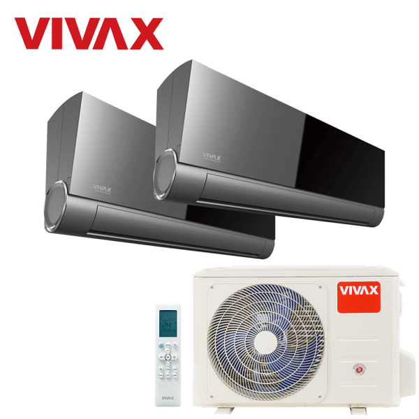 Aer conditionat multisplit Vivax 14000 BTU, 2 unitati V-design, 9+9 BTU, Grey Mirror