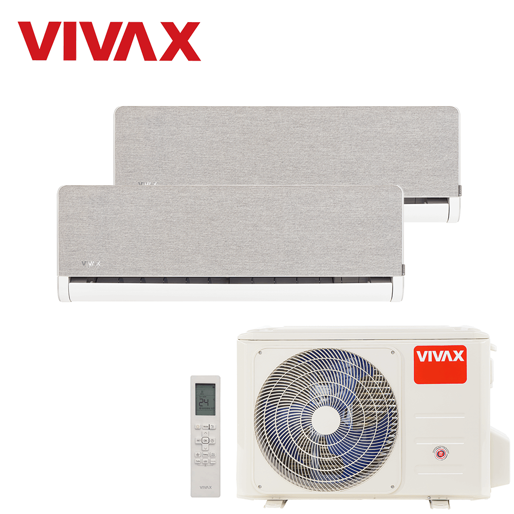 Aer conditionat multisplit Vivax 18000 BTU, 2 unitati H-design, 9+12 BTU, Silver