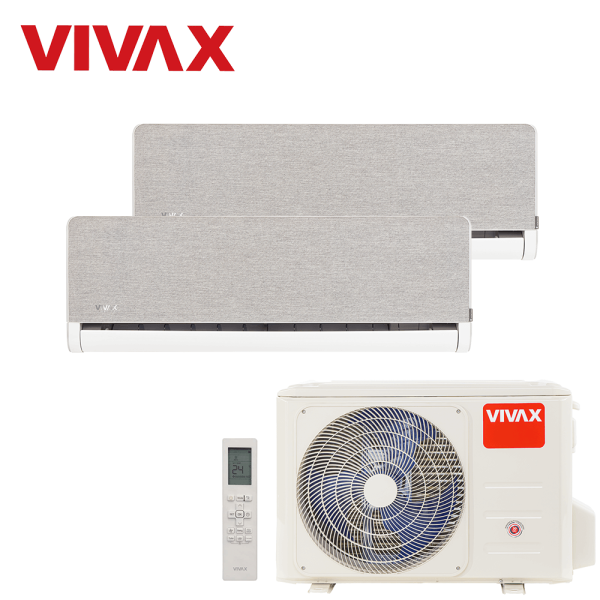 Aer conditionat multisplit Vivax 18000 BTU, 2 unitati H-design, 9+12 BTU, Silver