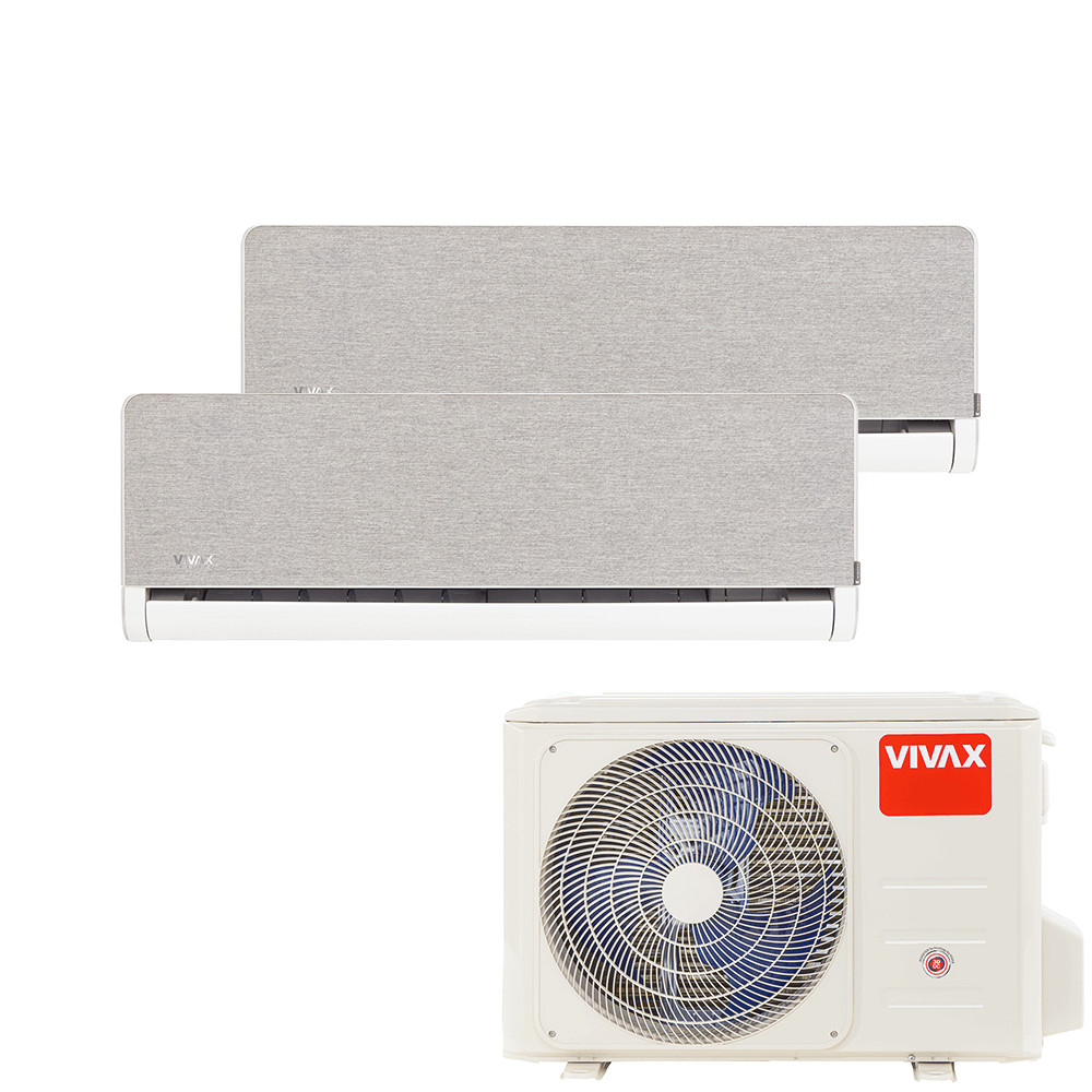 Aer conditionat multisplit Vivax 18000 BTU, 2 unitati H-design, 9+12 BTU, Silver