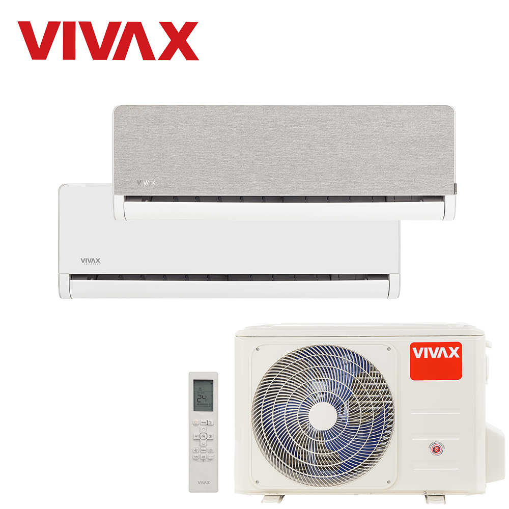 Aer conditionat multisplit Vivax 18000 BTU, 2 unitati H-design, 9+12 BTU, White/Silver