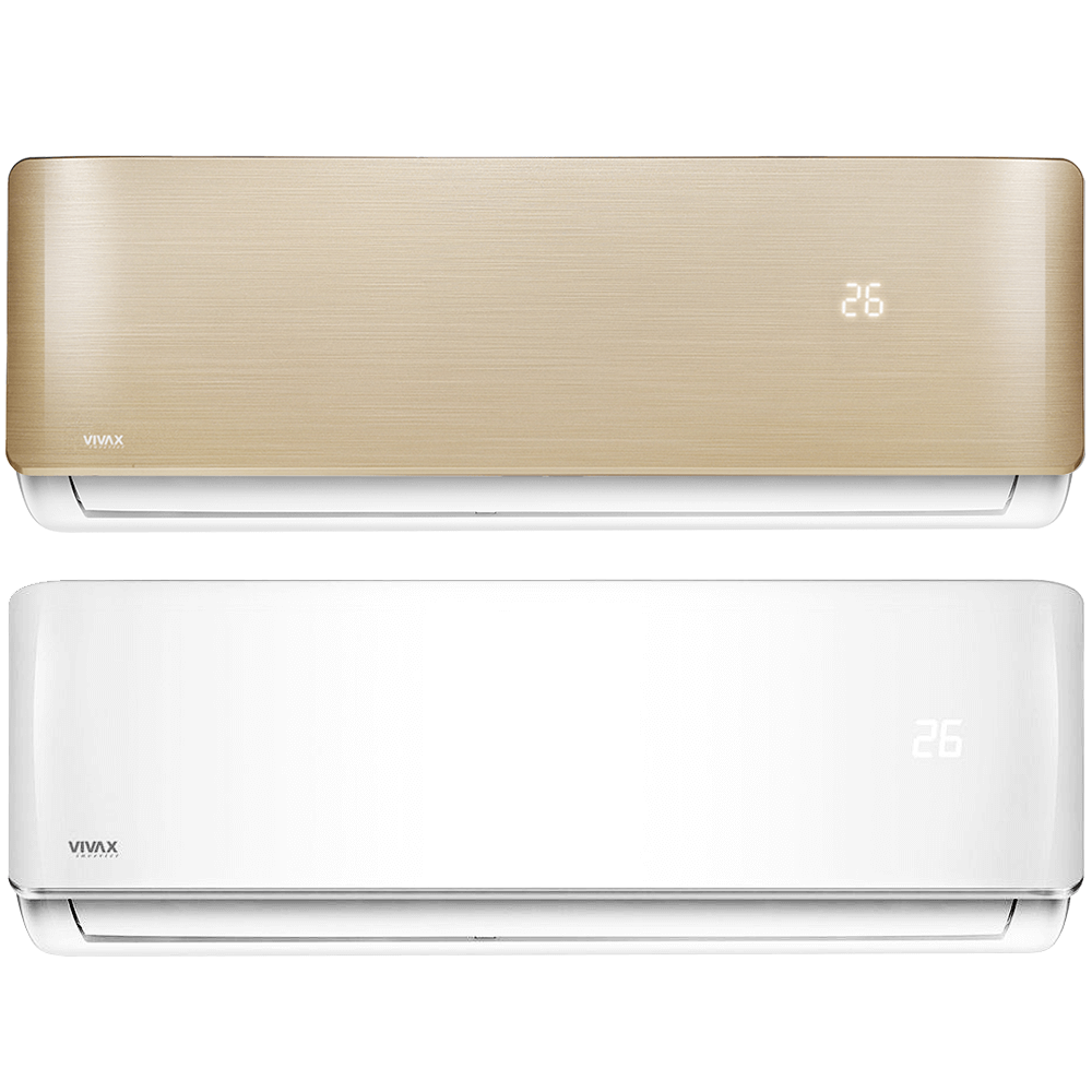 Aer conditionat multisplit Vivax 14000 BTU, 2 unitati R-design, 9+12 BTU, White/Gold