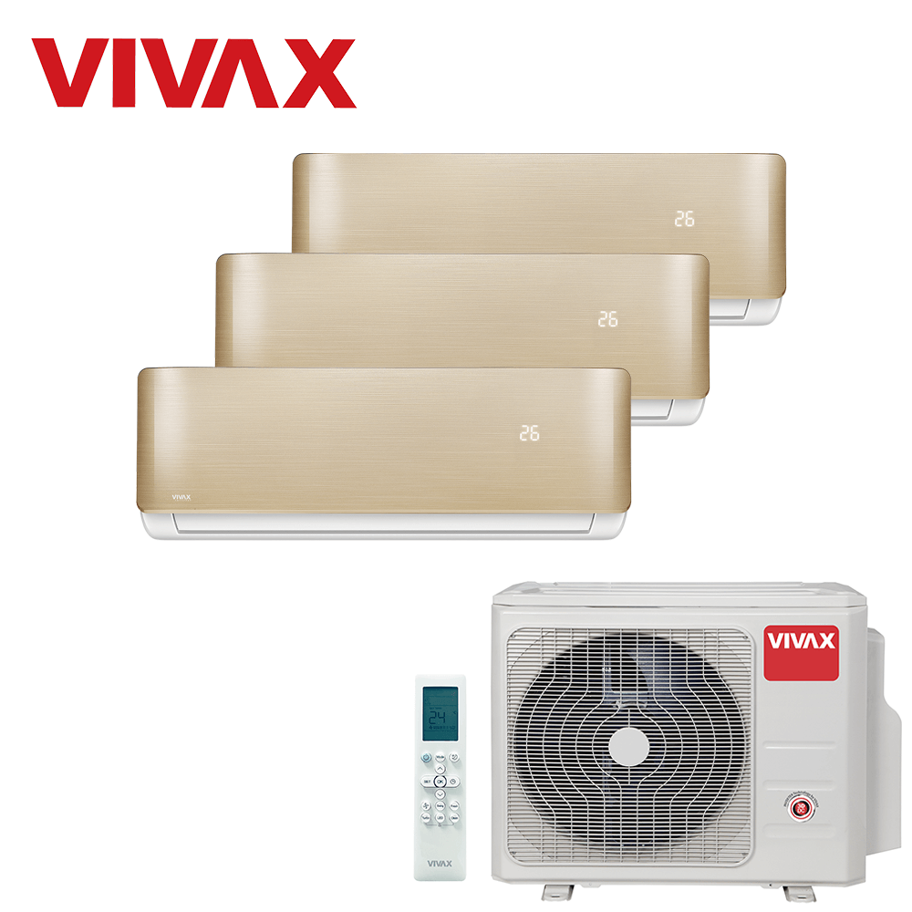 Aer conditionat multisplit Vivax 21000 BTU, 3 unitati R-design, 12+12+12 BTU, Gold