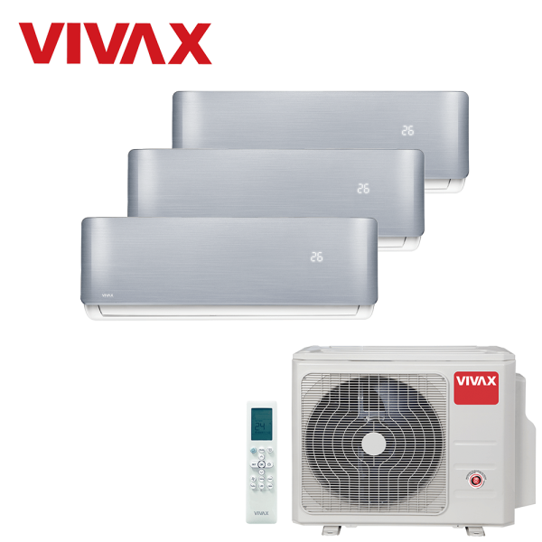 Aer conditionat multisplit Vivax 21000 BTU, 3 unitati R-design, 9+9+12 BTU, Silver