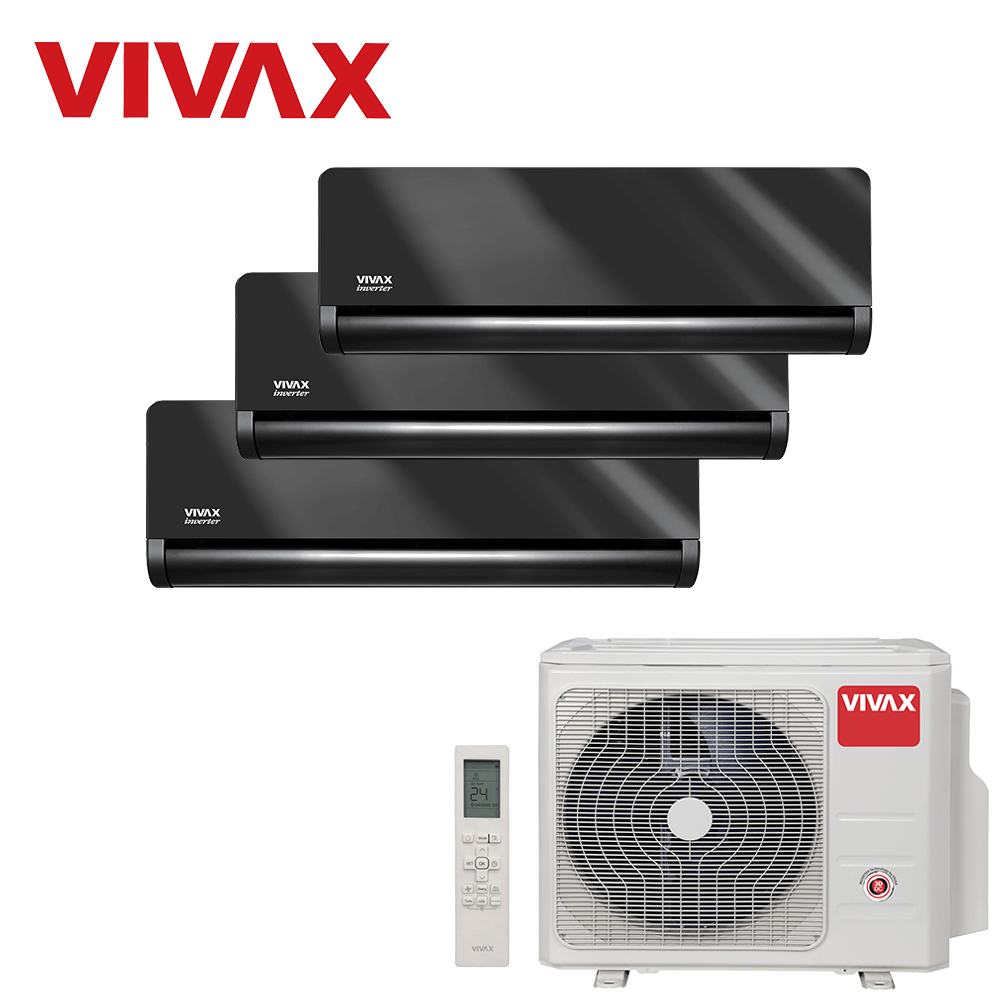 Aer conditionat multisplit Vivax 27000 BTU, 3 unitati H-design, 12+12+12 BTU, Gray Mirror