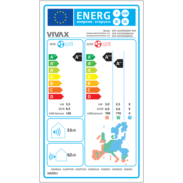 Aer conditionat Vivax H+Design 12000 BTU - WiFi, Kit inclus