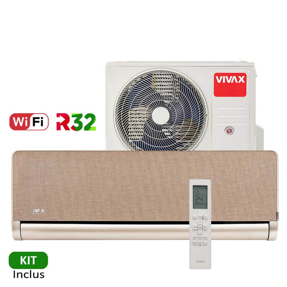Aer conditionat Vivax H+Design 12000 BTU - WiFi, Kit inclus, Gold