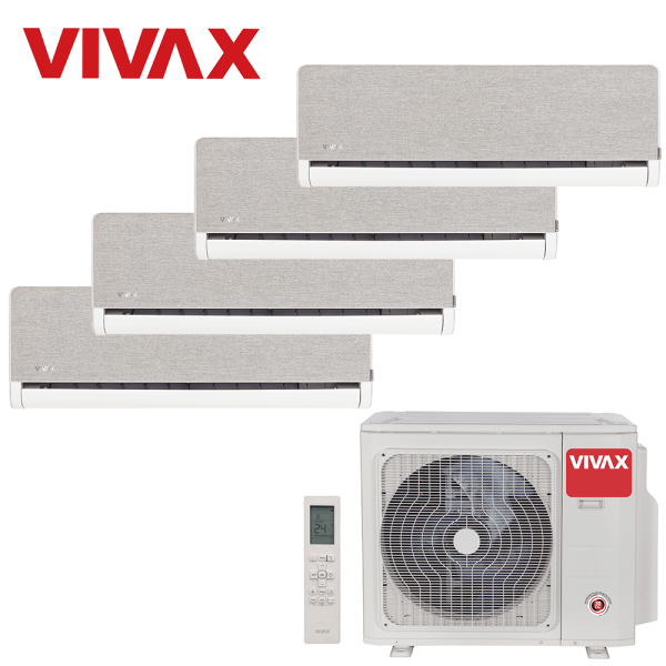Aer conditionat multisplit Vivax 36000 BTU, 4 unitati H-design, 9+9+9+12 BTU, Silver