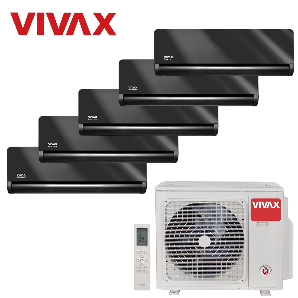 Aer conditionat multisplit Vivax 42000 BTU, 5 unitati H-design, 9+9+9+9+12 BTU, Gray Mirror