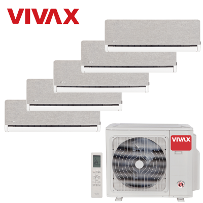 Aer conditionat multisplit Vivax 42000 BTU, 5 unitati H-design, 9+9+9+9+12 BTU, Silver
