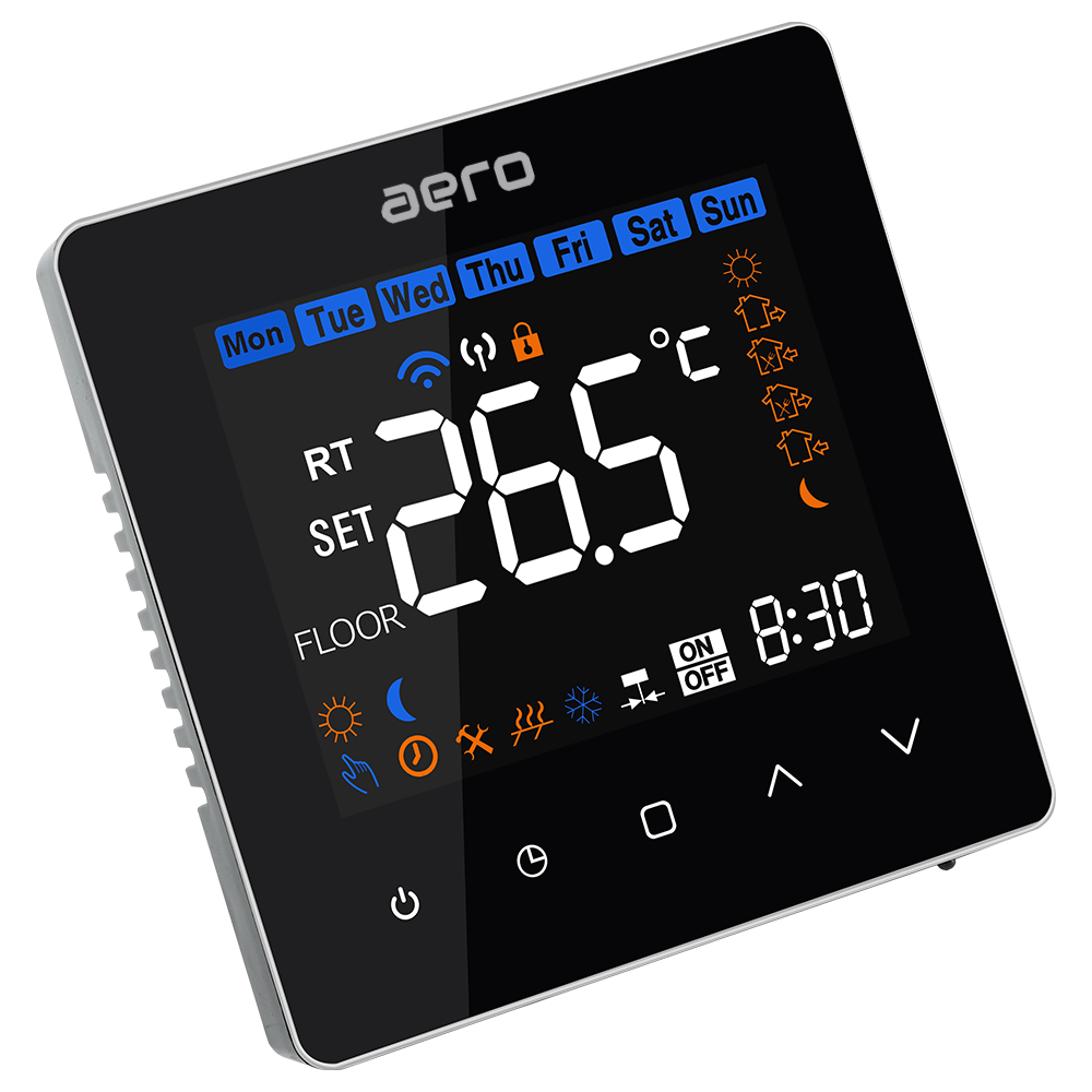 Termostat AERO Seria TP538 pentru Incalzire Electrica in Pardoseala - WiFi, Negru