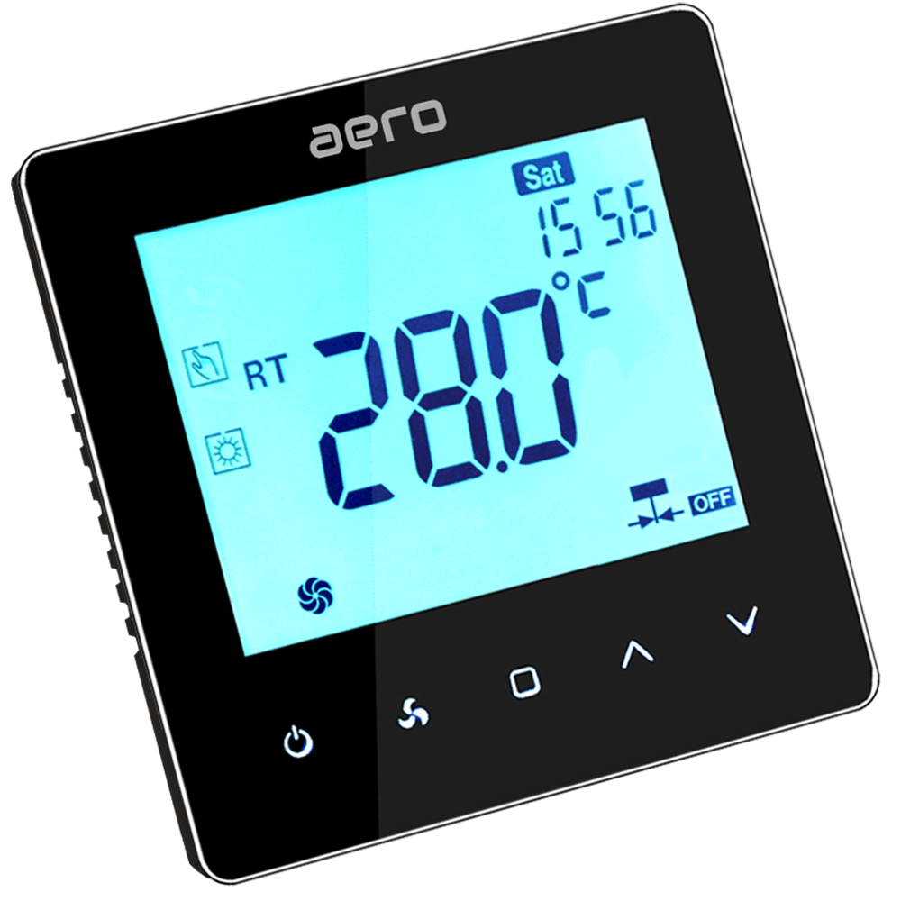 Termostat AERO Seria TP528 pentru Ventiloconvector 2 tevi - WiFi, Negru