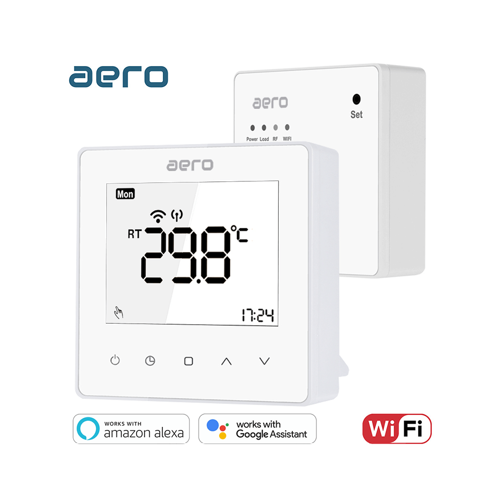 Termostat AERO Seria TP608 pentru Centrala Termica fara fir - WiFi, Wireless, Alb