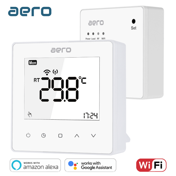 Termostat AERO Seria TP608 pentru Centrala Termica fara fir - WiFi, Wireless, Alb