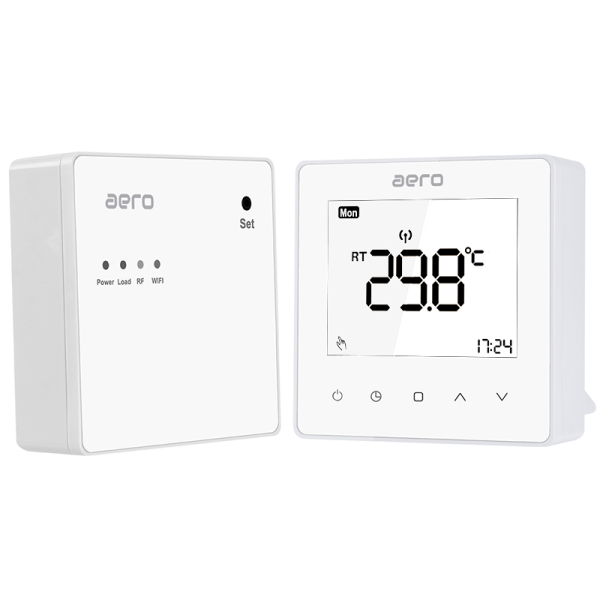 Termostat AERO Seria TP608 pentru Centrala Termica fara fir - WiFi, Wireless, Alb