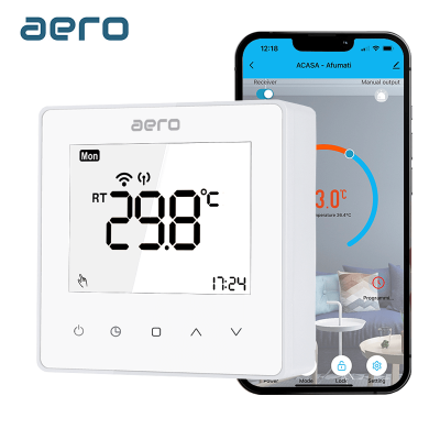 Termostat AERO Seria TP608 pentru Centrala Termica fara fir - WiFi, Wireless, Alb