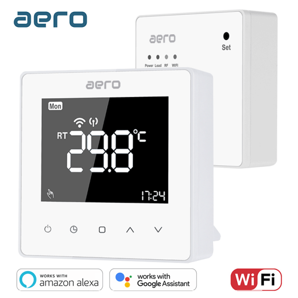 Termostat AERO Seria TP618 pentru Centrala Termica fara fir - WiFi, Wireless, Alb