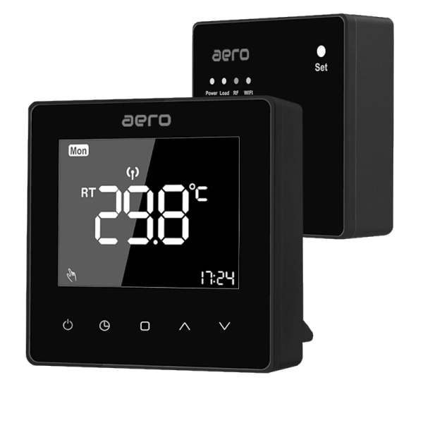 Termostat AERO Seria TP618 pentru Centrala Termica fara fir - WiFi, Wireless, Negru