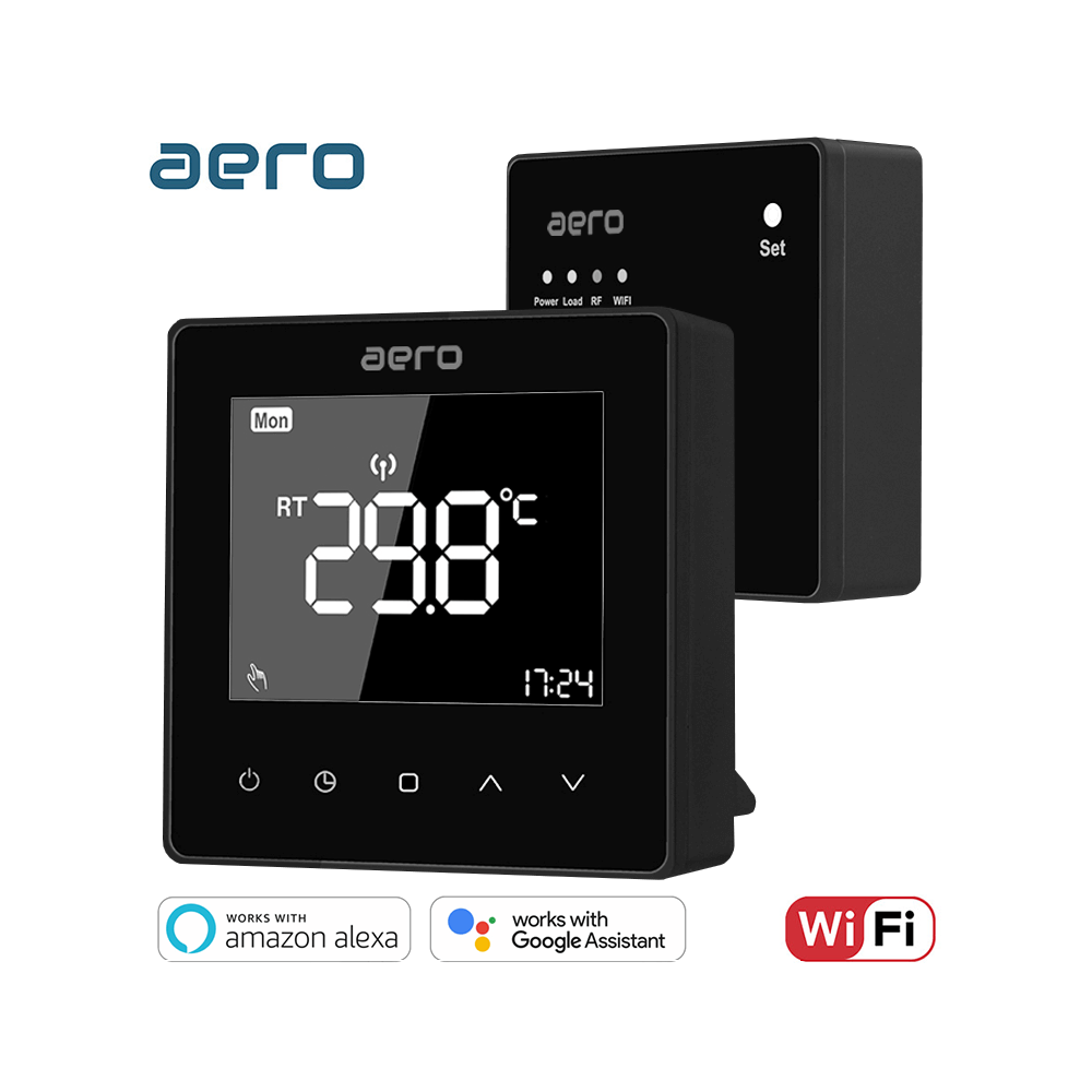 Termostat AERO Seria TP618 pentru Centrala Termica fara fir - WiFi, Wireless, Negru