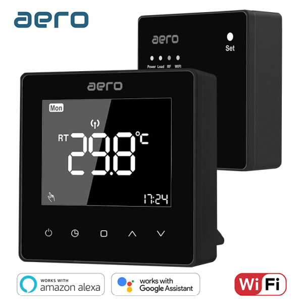 Termostat AERO Seria TP618 pentru Centrala Termica fara fir - WiFi, Wireless, Negru