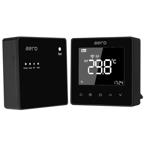Termostat AERO Seria TP618 pentru Centrala Termica fara fir - WiFi, Wireless, Negru