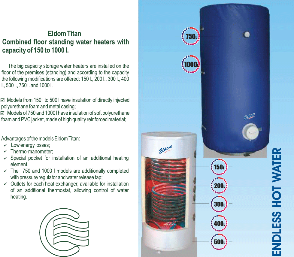 Boiler Termoelectric ELDOM 72351ECT 750 Litri cu 1 Serpentina