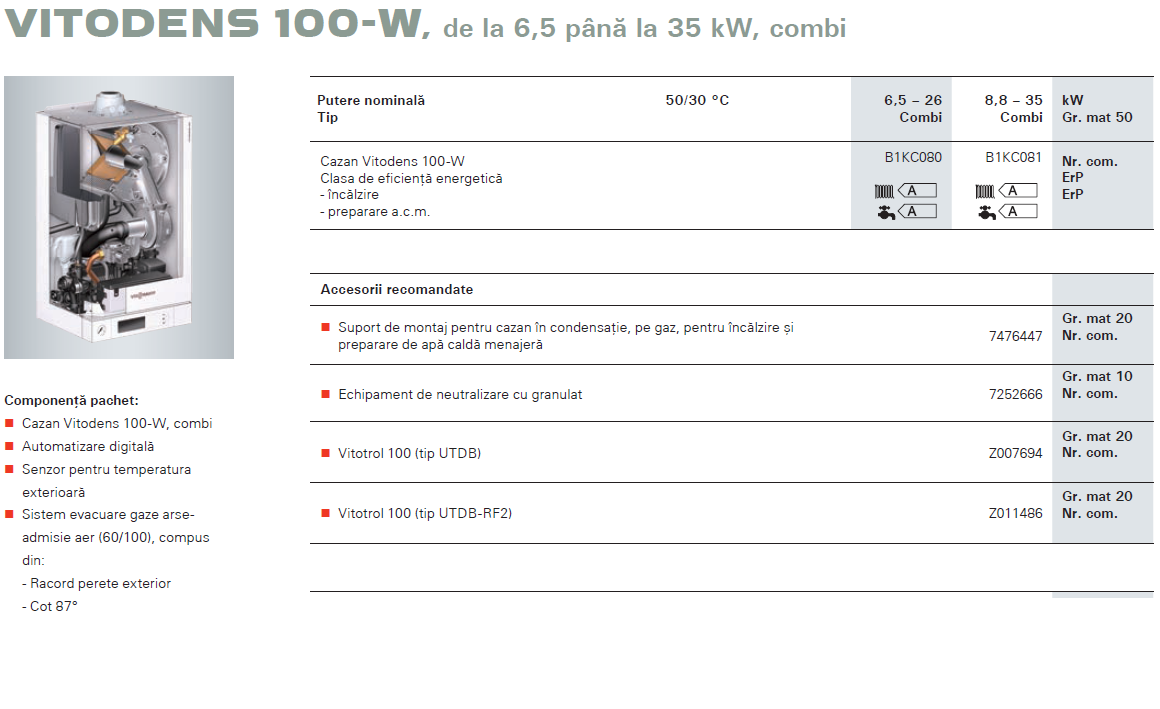 Centrala Termica in Condensatie VIESSMANN VITODENS 100-W 26 kW combi