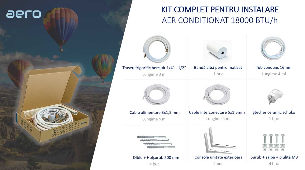 Kit complet montaj aer conditionat AERO 18000 BTU